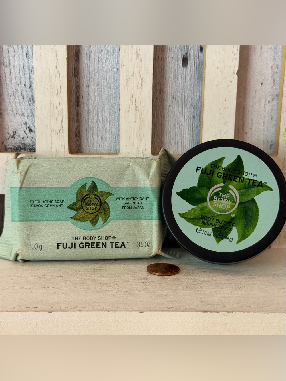 The Body Shop Bar Soap Fuji Green Tea Exfoliating + Body Butter Discontinued HTF